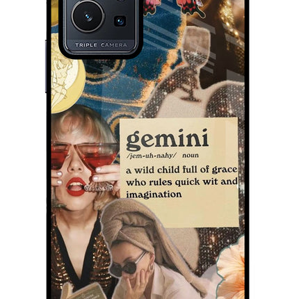 Gemini Zodiac Vivo Y75 5G/Vivo T1 5G Glass Case