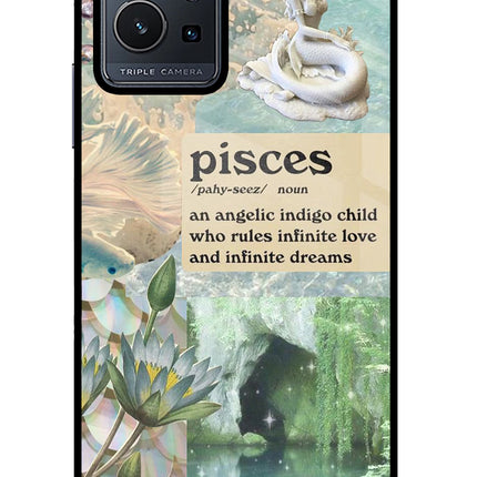 Pisces Zodiac Vivo Y75 5G/Vivo T1 5G Glass Case Back Cover by Casekaro