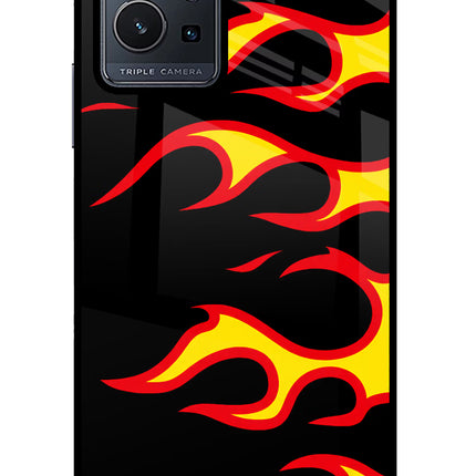 Side Sweep Flames Vivo Y75 5G/Vivo T1 5G Glass Case Back Cover by Casekaro
