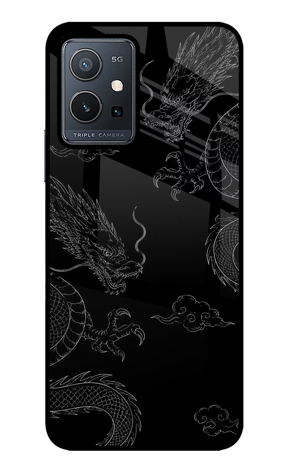Twin Dragons Vivo Y75 5G/Vivo T1 5G Glass Case Back Cover by Casekaro