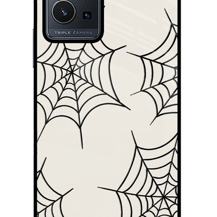 Spider Web Vivo Y75 5G/Vivo T1 5G Glass Case Back Cover by Casekaro
