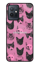 Pink Cats Vivo Y75 5G/Vivo T1 5G Glass Case