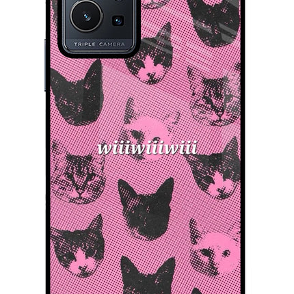 Pink Cats Vivo Y75 5G/Vivo T1 5G Glass Case Back Cover by Casekaro