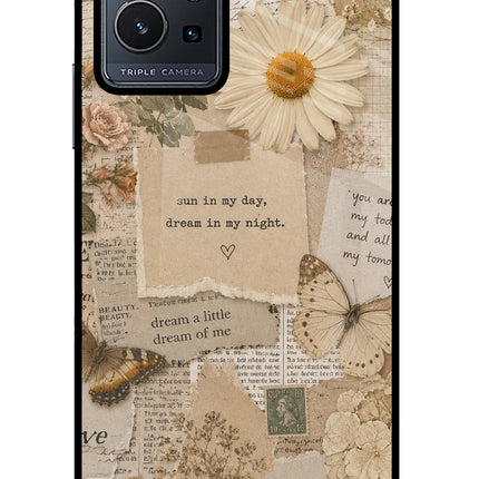 Vintage case Vivo Y75 5G/Vivo T1 5G Glass Case Back Cover by Casekaro