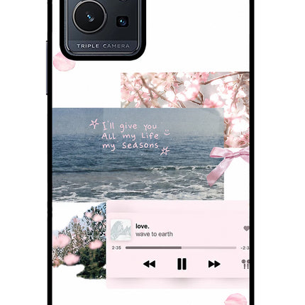Wave to earth Vivo Y75 5G/Vivo T1 5G Glass Case Back Cover by Casekaro