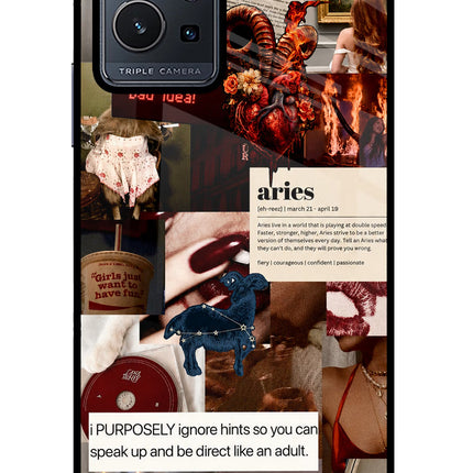 Zodiac Aries Vivo Y75 5G/Vivo T1 5G Glass Case Back Cover by Casekaro