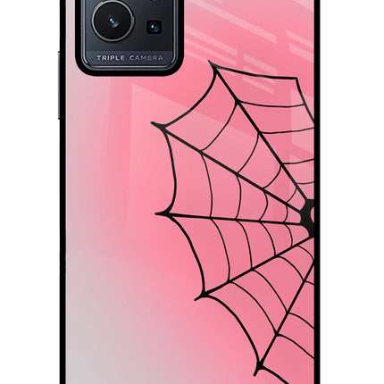 Pink Web Vivo Y75 5G/Vivo T1 5G Glass Case Back Cover by Casekaro
