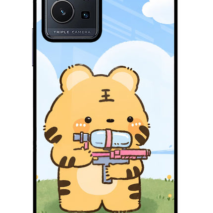 Tiger Treat Vivo Y75 5G/Vivo T1 5G Glass Case Back Cover by Casekaro