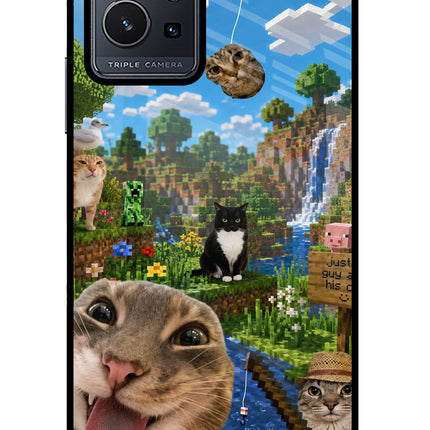 Minecraft Cat Chaos Vivo Y75 5G/Vivo T1 5G Glass Case Back Cover by Casekaro