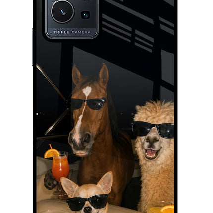 Party Squad Vivo Y75 5G/Vivo T1 5G Glass Case Back Cover by Casekaro