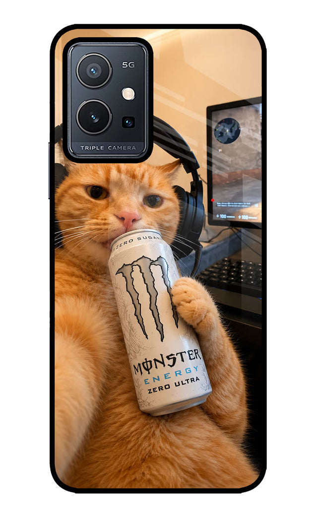 Gamer Cat Energy Vivo Y75 5G/Vivo T1 5G Glass Case