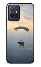 Skydiving Cow Vivo Y75 5G/Vivo T1 5G Glass Case