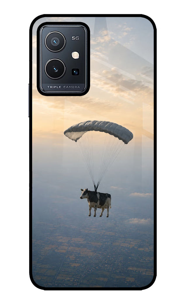 Skydiving Cow Vivo Y75 5G/Vivo T1 5G Glass Case