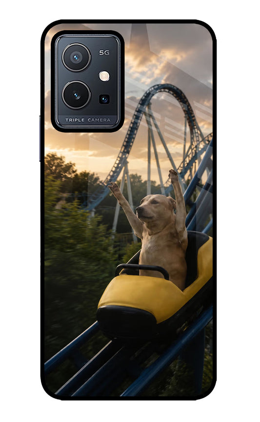 Rollercoaster Dog Vivo Y75 5G/Vivo T1 5G Glass Case
