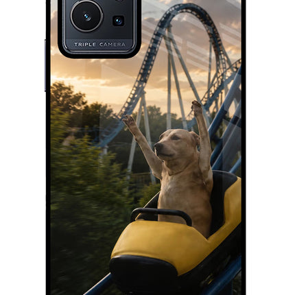 Rollercoaster Dog Vivo Y75 5G/Vivo T1 5G Glass Case Back Cover by Casekaro