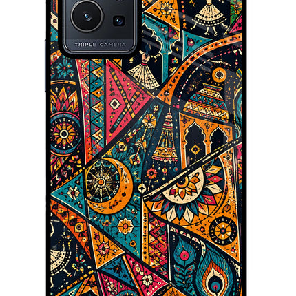 Folk Print Vivo Y75 5G/Vivo T1 5G Glass Case