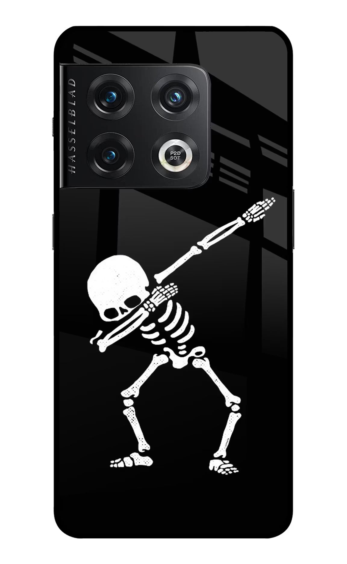 Dabbing Skeleton Art OnePlus 10 Pro 5G Glass Case Back Cover by Casekaro
