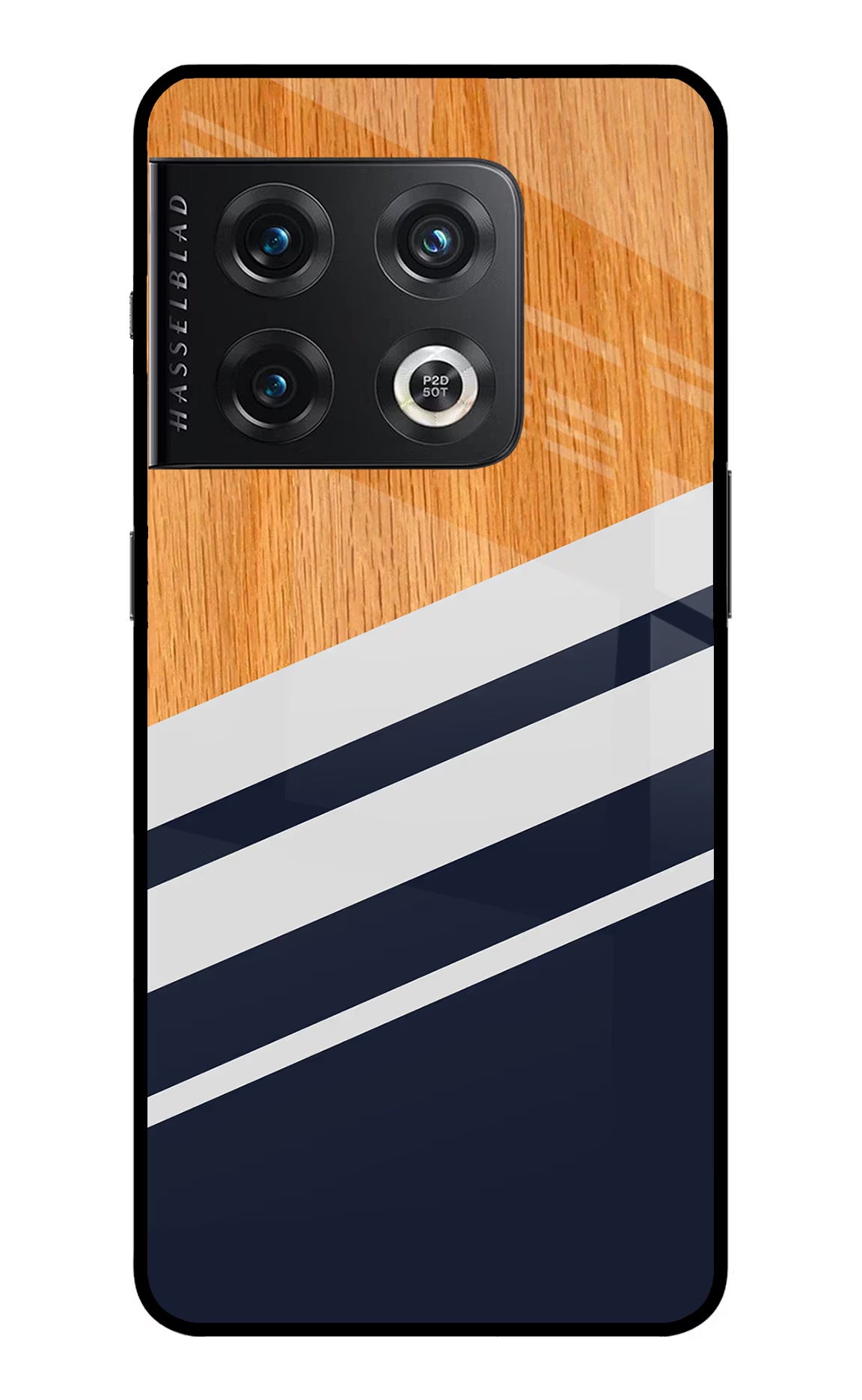 Blue and white wooden OnePlus 10 Pro 5G Glass Case Back Cover by Casekaro