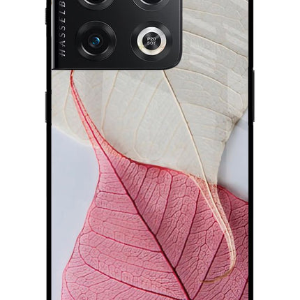 White Pink Leaf OnePlus 10 Pro 5G Glass Case