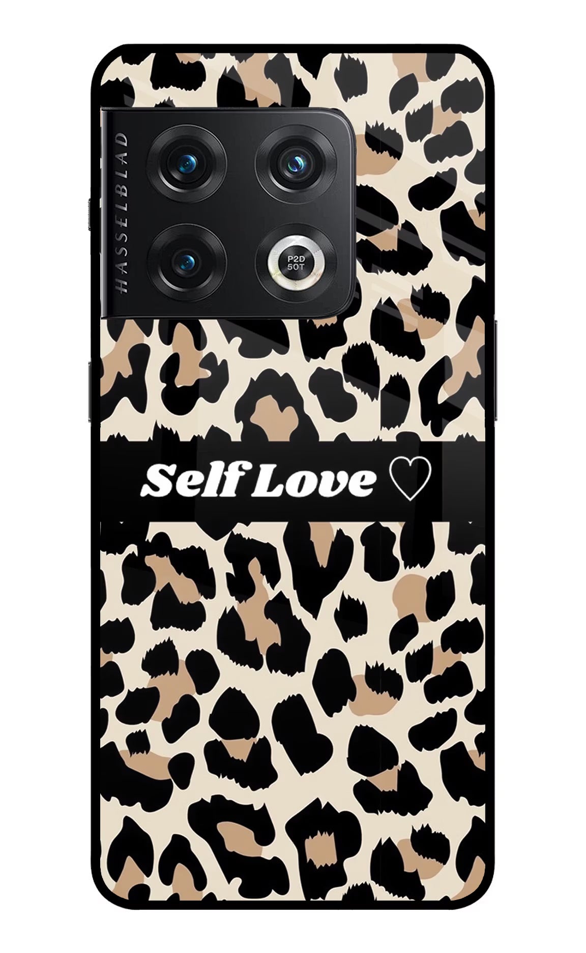 Leopard Print Self Love OnePlus 10 Pro 5G Glass Case Back Cover by Casekaro