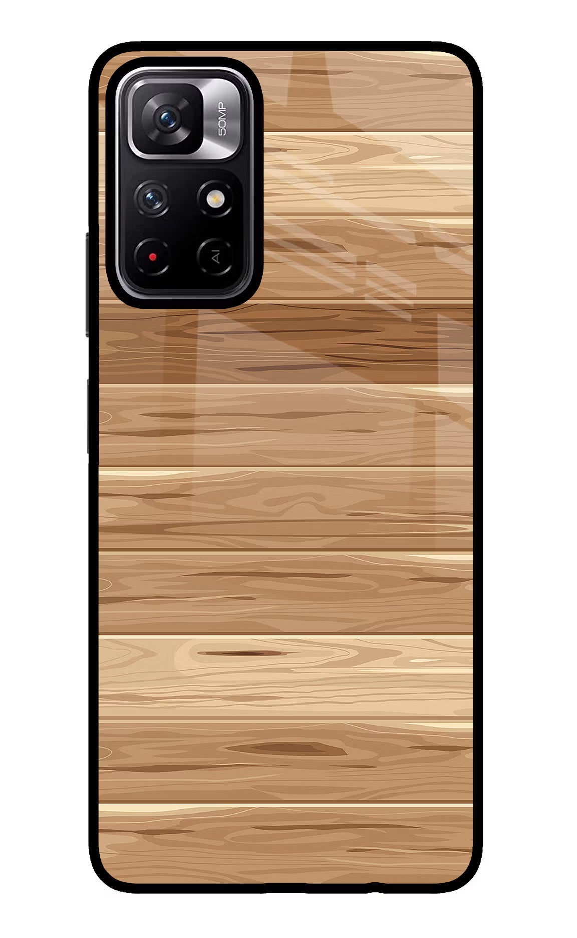 Wooden Vector Poco M4 Pro 5G Glass Case Back Cover by Casekaro