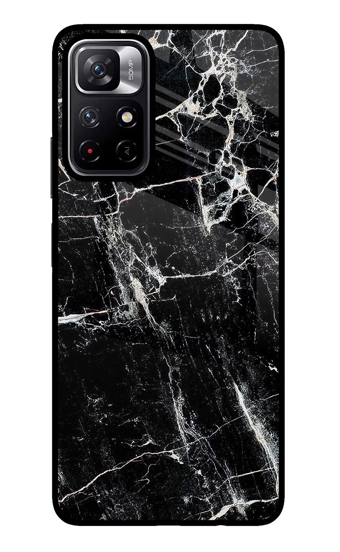 Black Marble Texture Poco M4 Pro 5G Glass Case