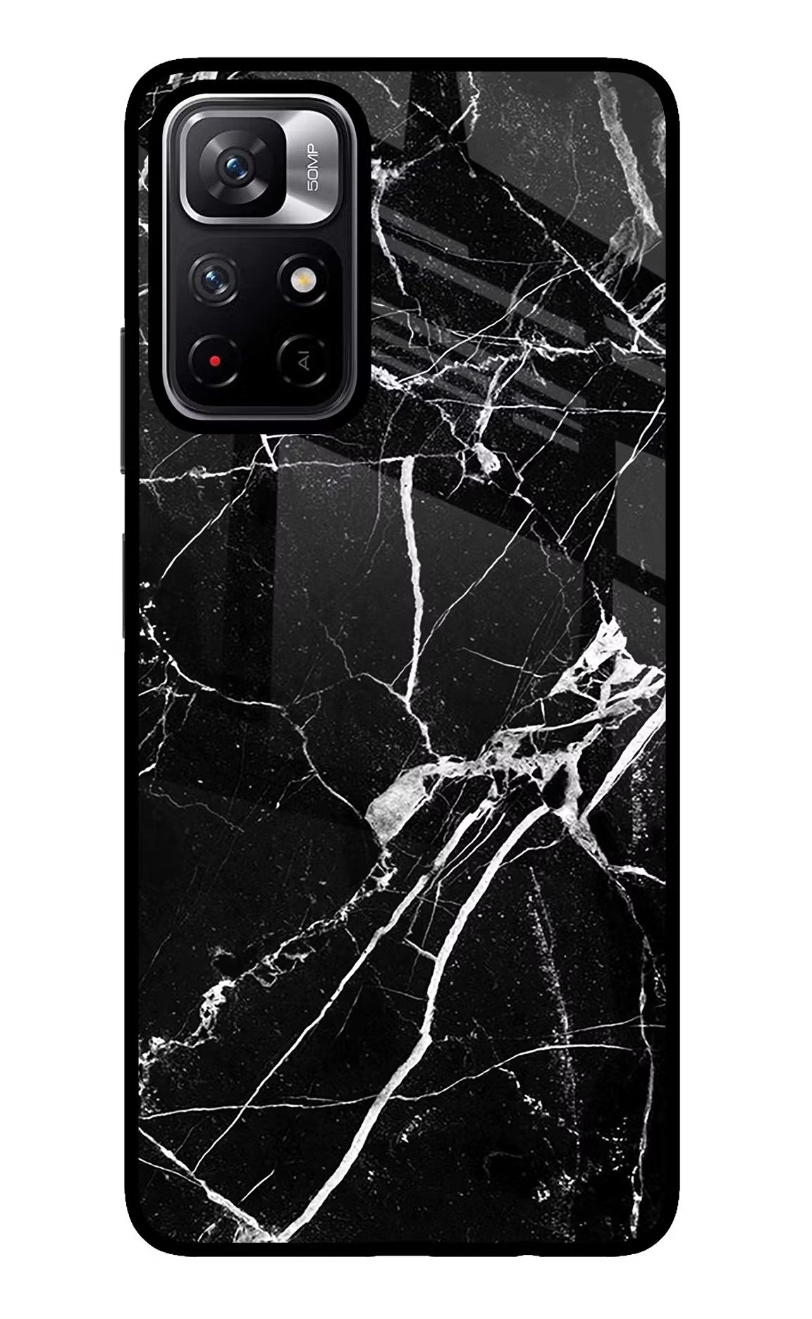 Black Marble Pattern Poco M4 Pro 5G Glass Case