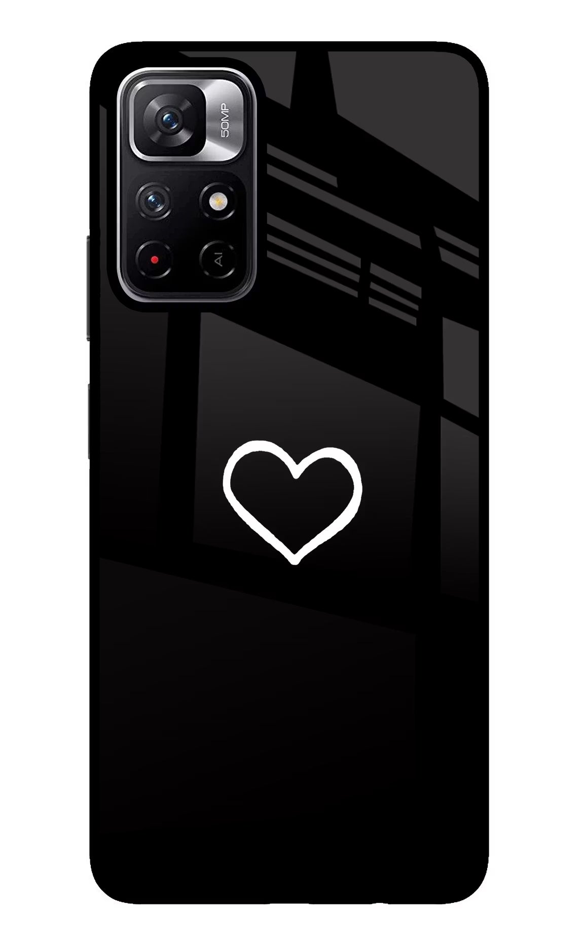 Heart Poco M4 Pro 5G Glass Case Back Cover by Casekaro