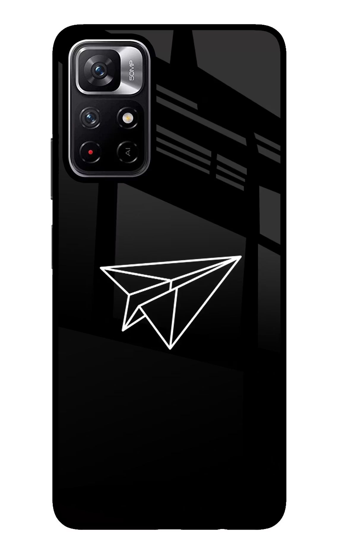 Paper Plane White Poco M4 Pro 5G Glass Case