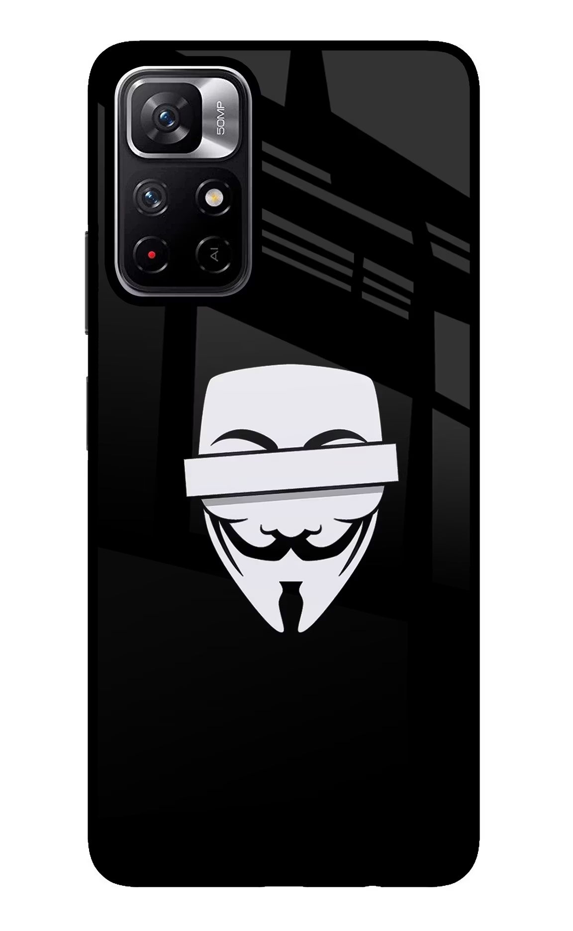 Anonymous Face Poco M4 Pro 5G Glass Case Back Cover by Casekaro