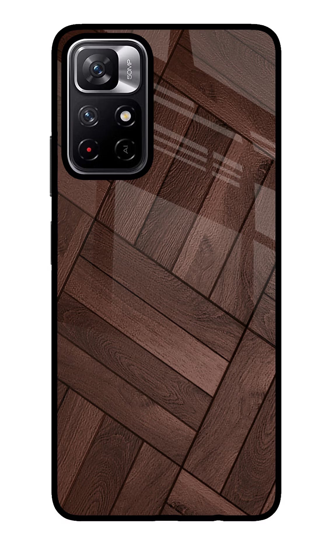 Wooden Texture Design Poco M4 Pro 5G Glass Case