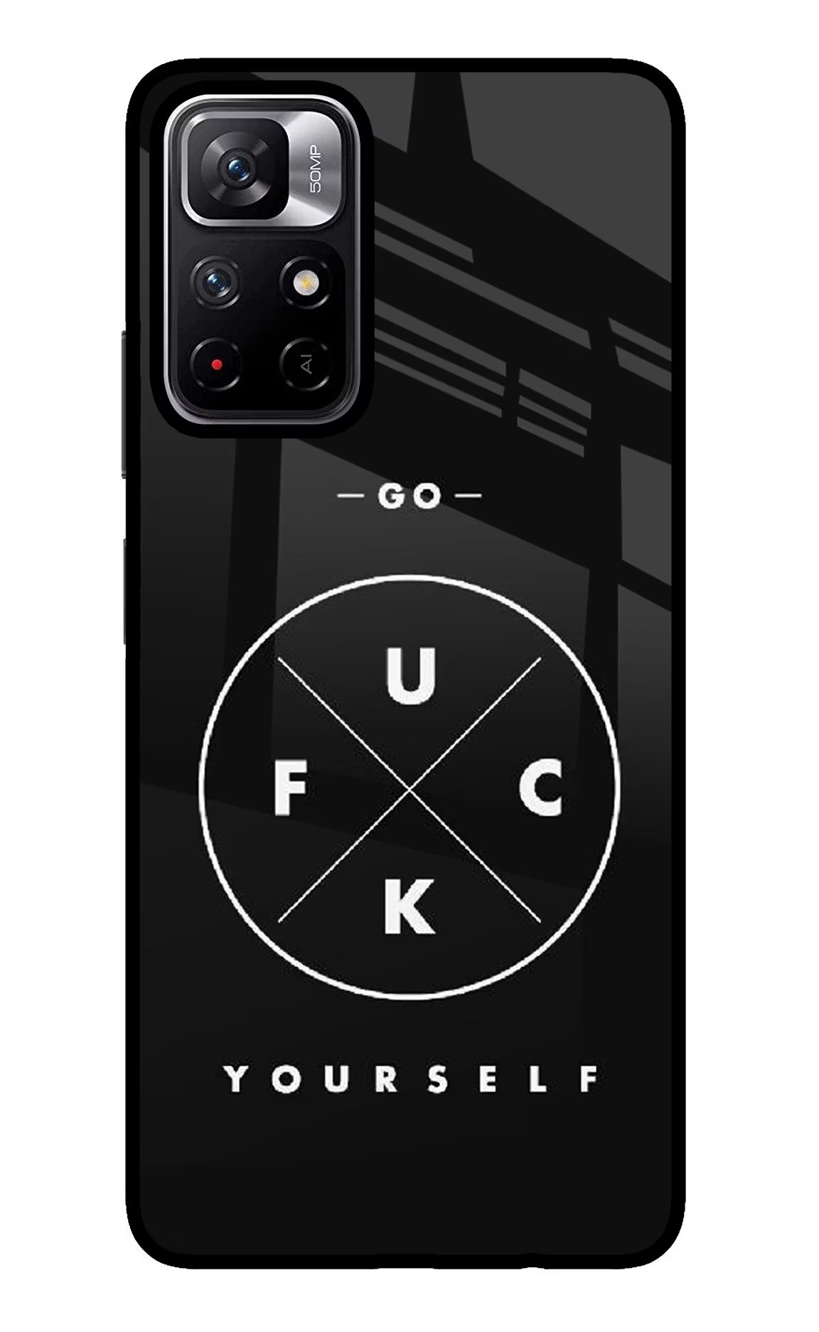 Go Fuck Yourself Poco M4 Pro 5G Glass Case Back Cover by Casekaro