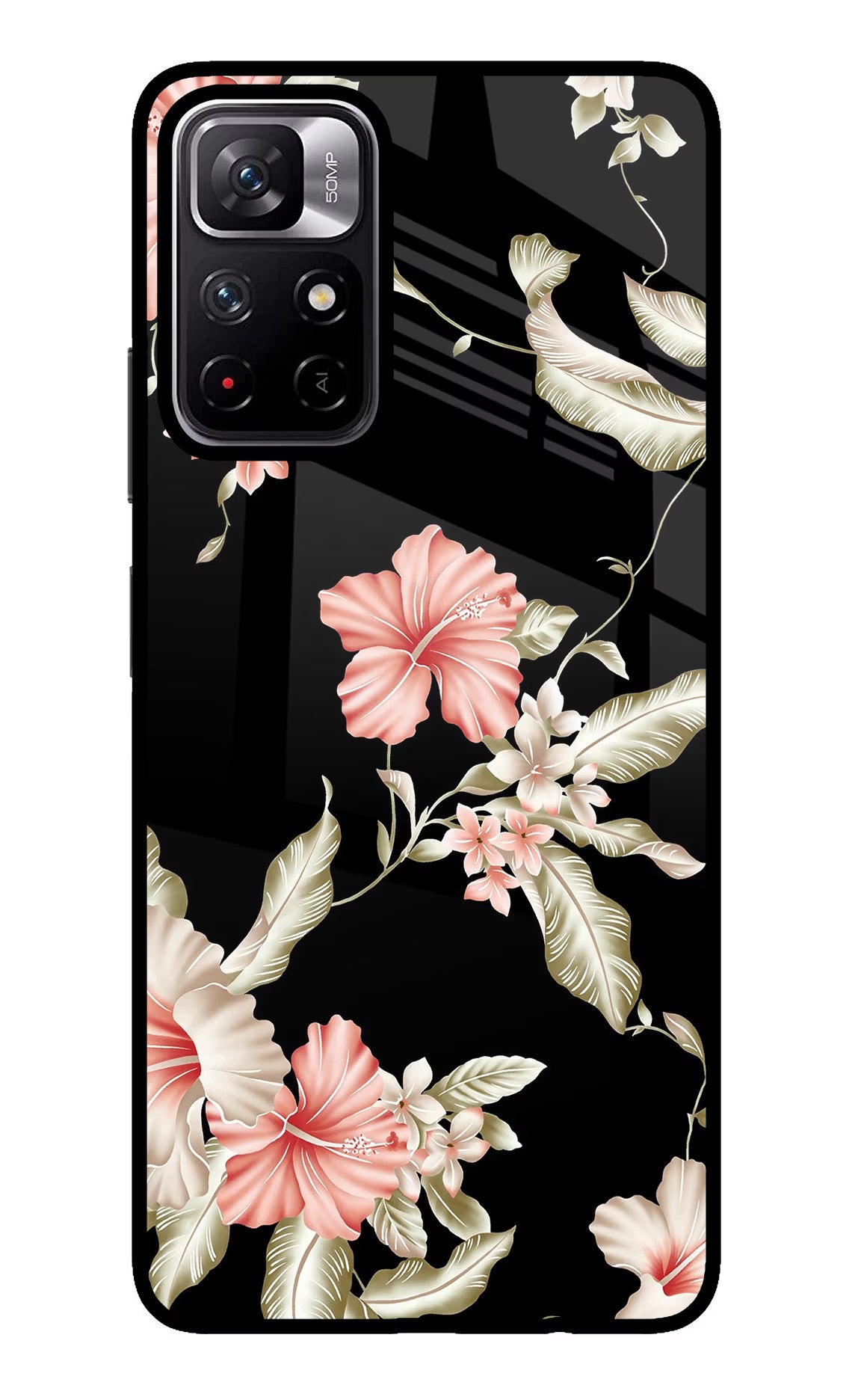 Flowers Poco M4 Pro 5G Glass Case