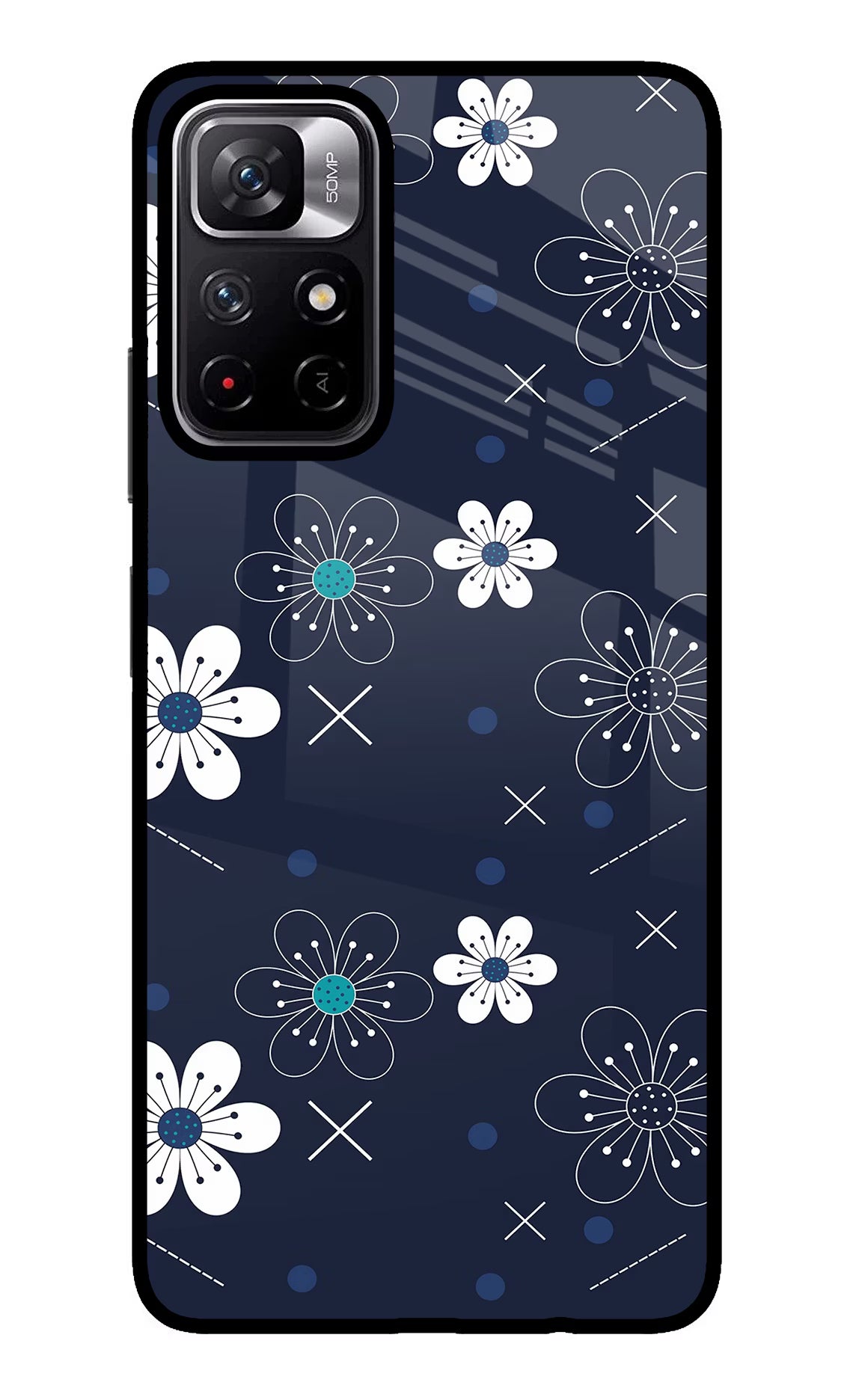 Flowers Poco M4 Pro 5G Glass Case