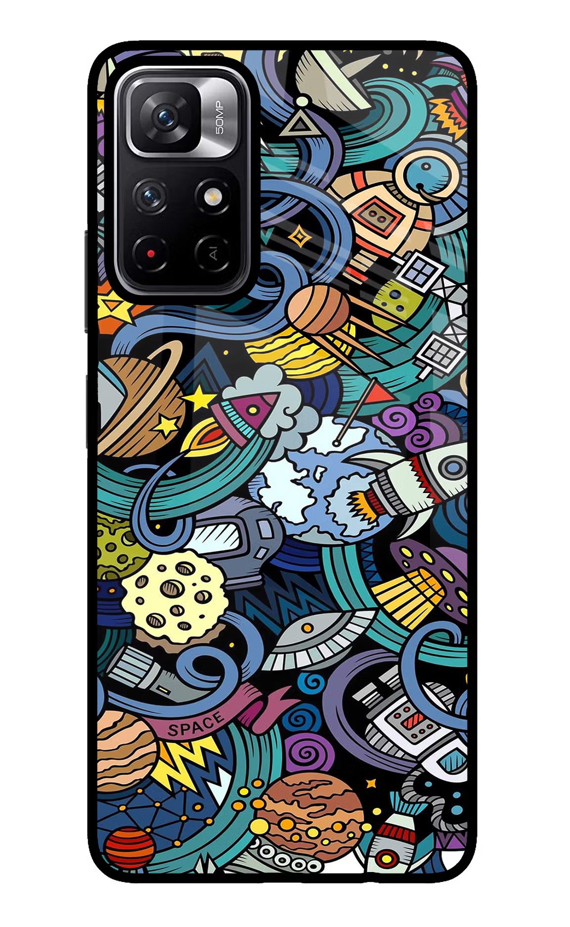 Space Abstract Poco M4 Pro 5G Glass Case Back Cover by Casekaro
