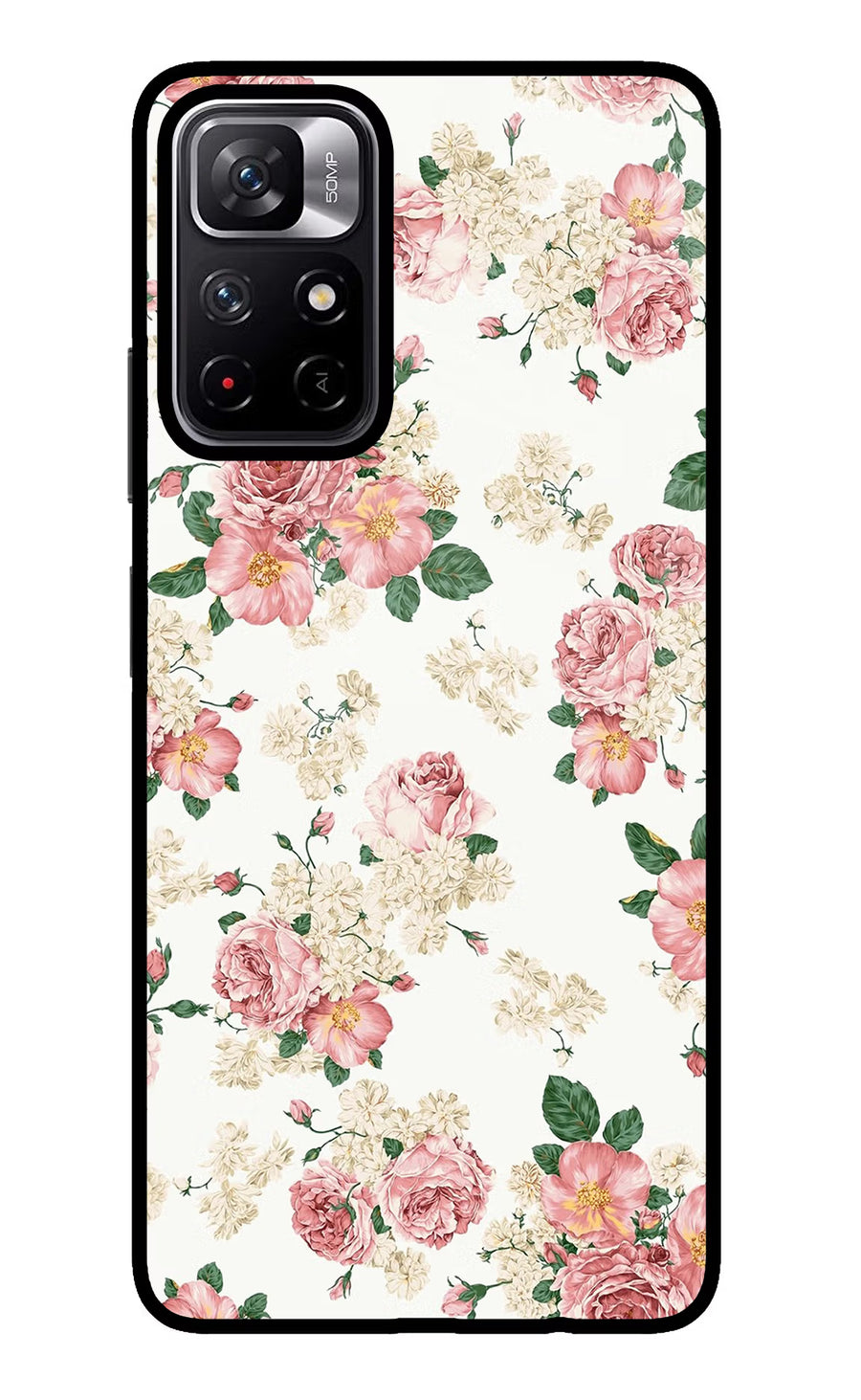Flowers Poco M4 Pro 5G Back Cover, Glass case
