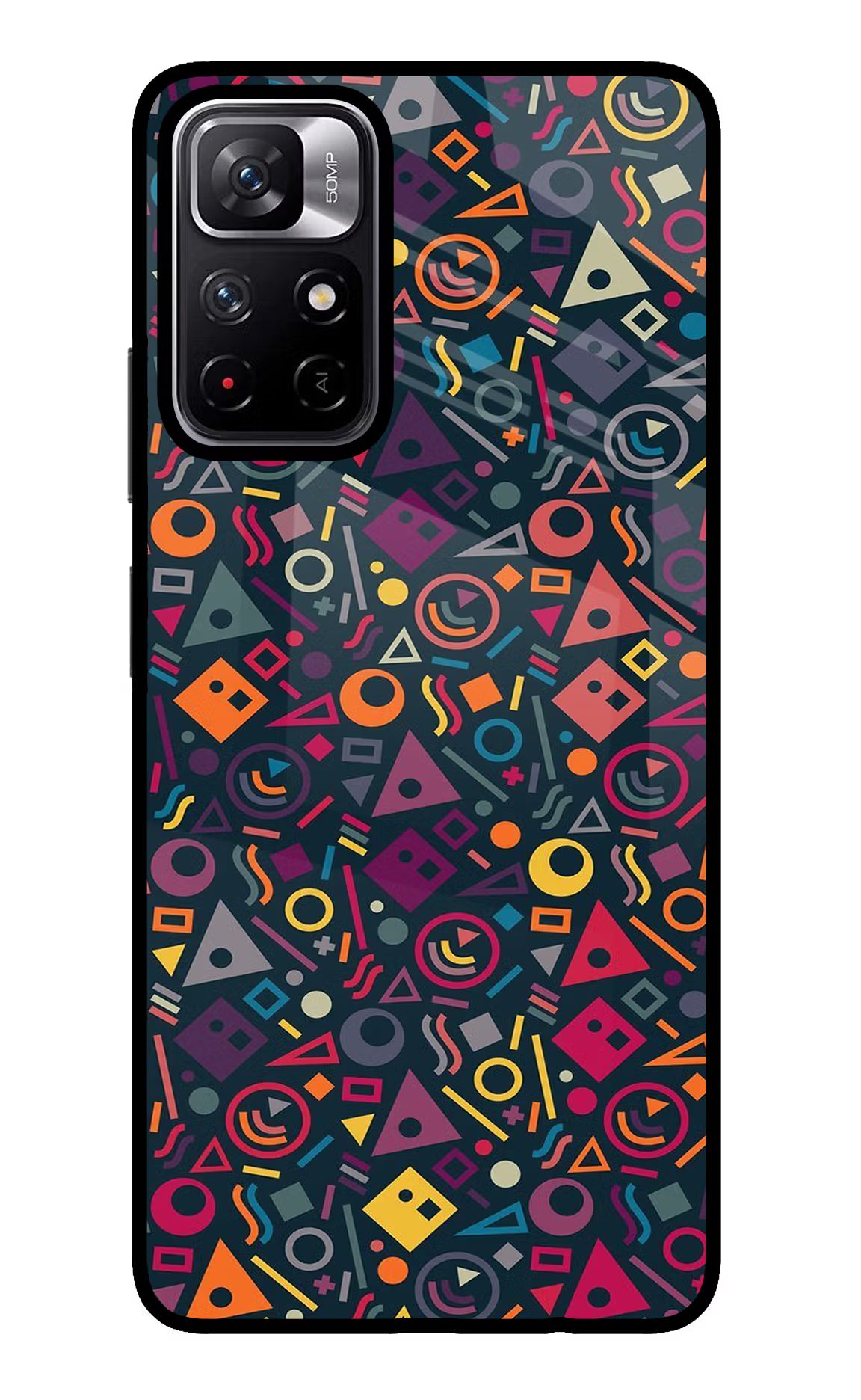 Geometric Abstract Poco M4 Pro 5G Glass Case Back Cover by Casekaro