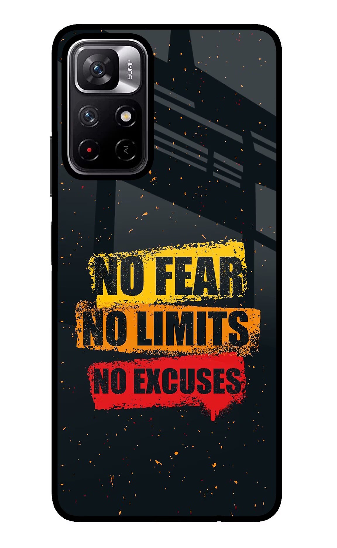 No Fear No Limits No Excuse Poco M4 Pro 5G Glass Case