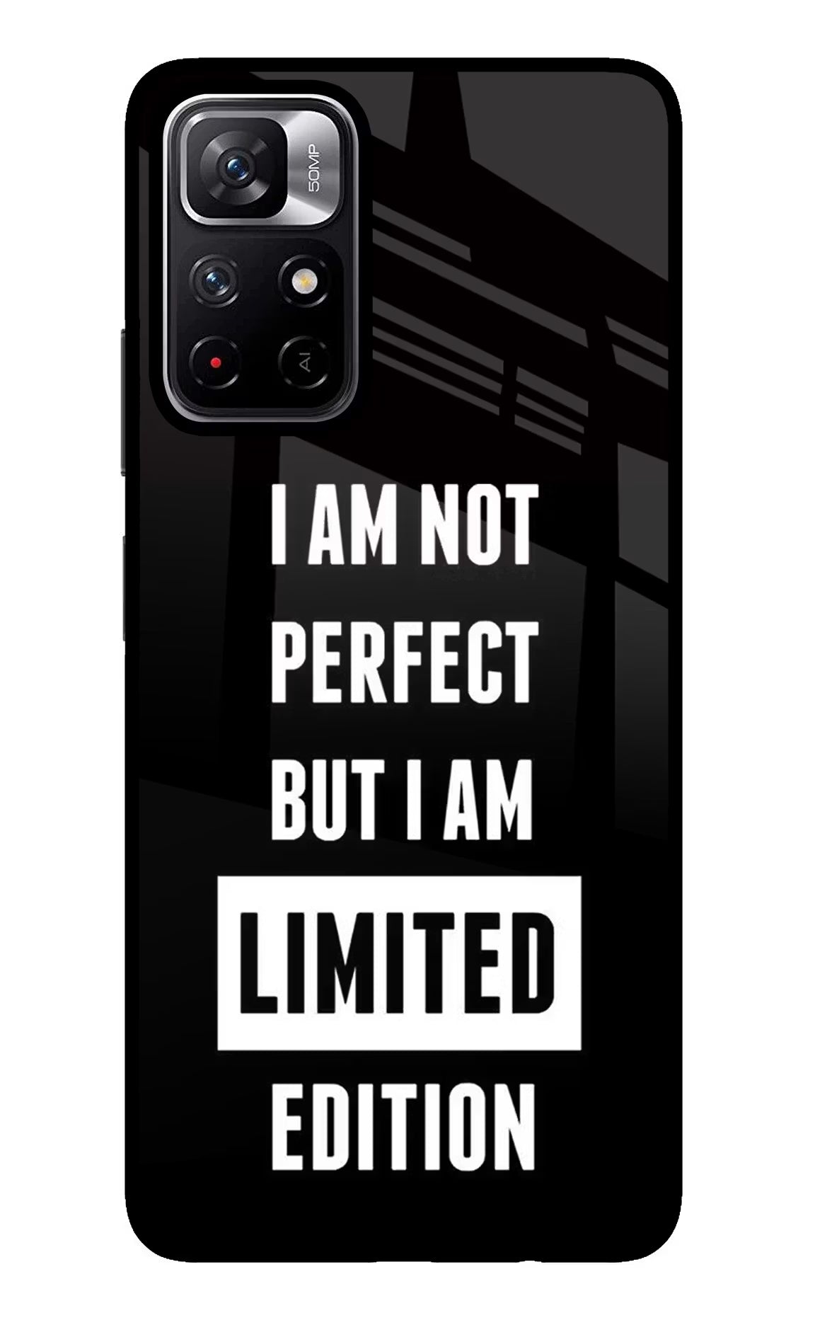 I Am Not Perfect But I Am Limited Edition Poco M4 Pro 5G Glass Case Back Cover by Casekaro