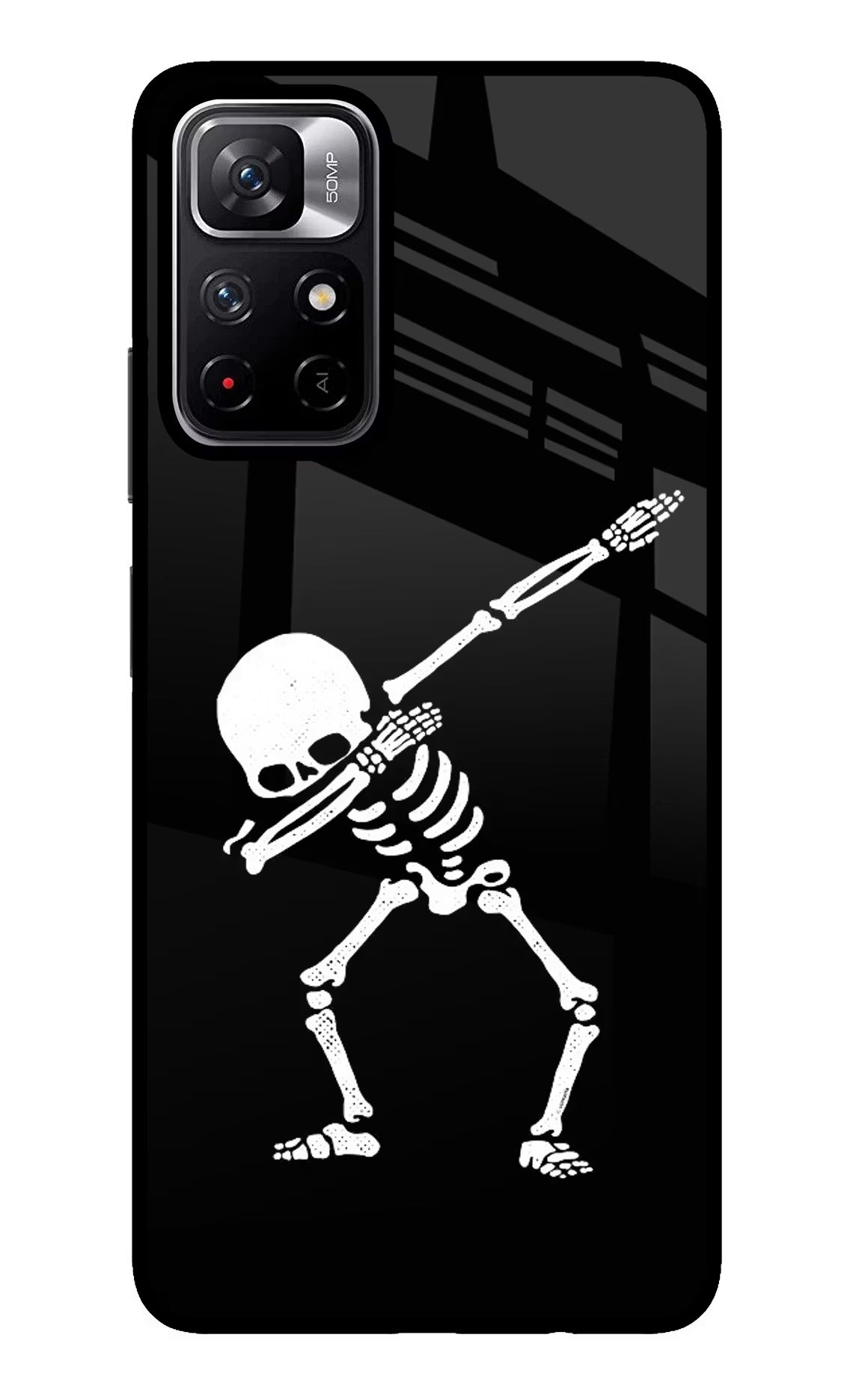 Dabbing Skeleton Art Poco M4 Pro 5G Glass Case