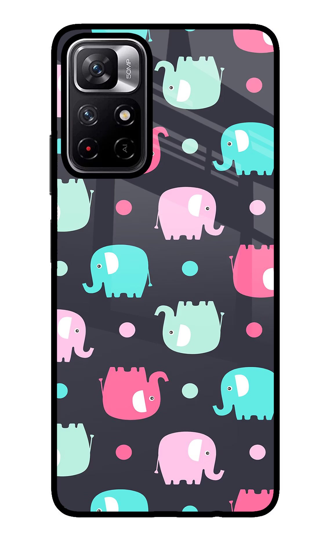 Elephants Poco M4 Pro 5G Glass Case Back Cover by Casekaro