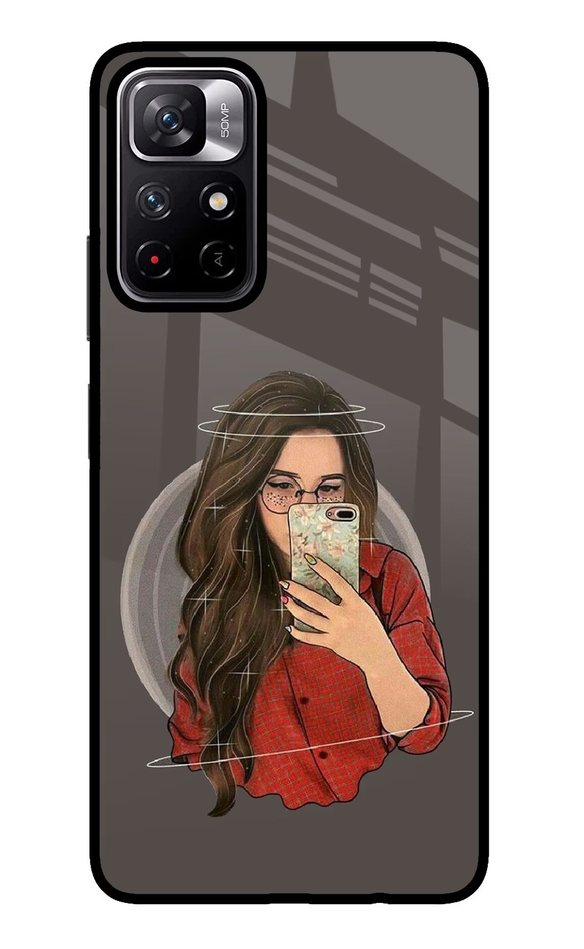 Selfie Queen Poco M4 Pro 5G Glass Case Back Cover by Casekaro