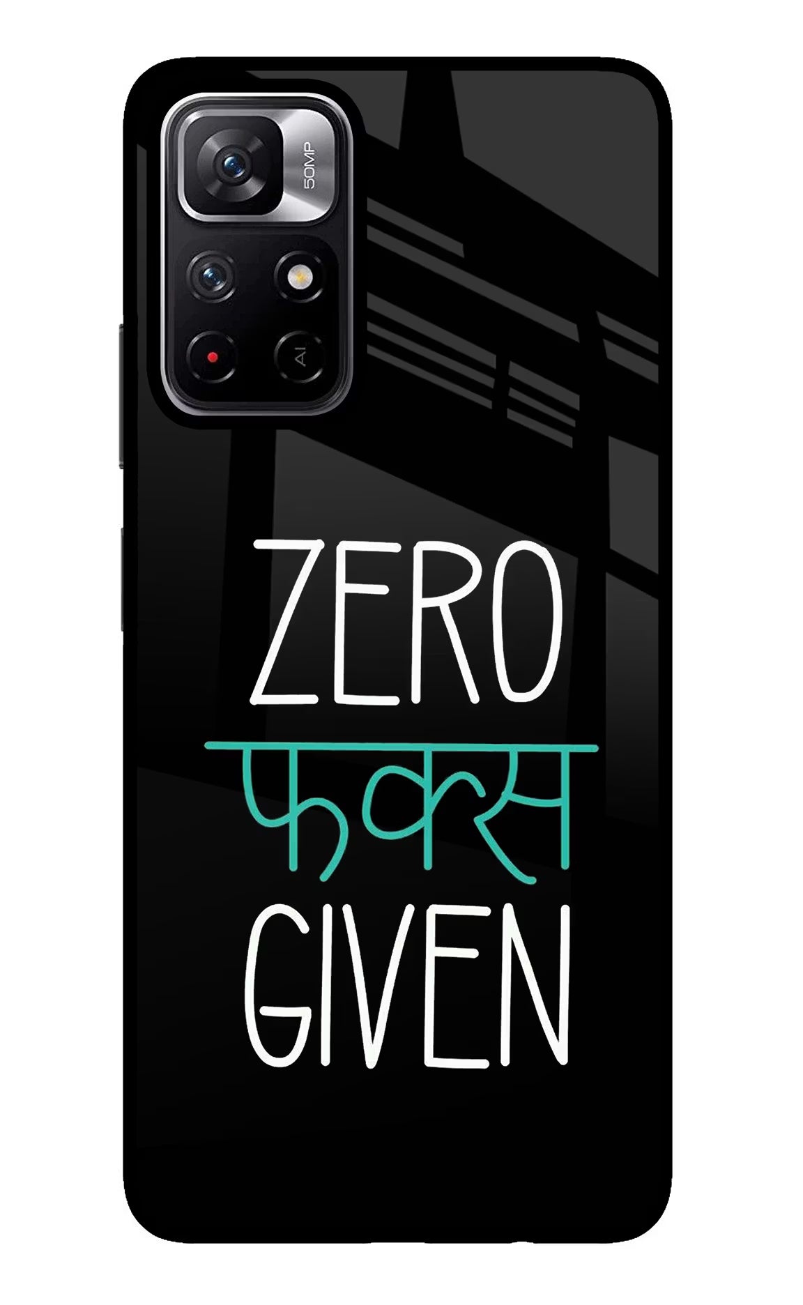Zero Fucks Given Poco M4 Pro 5G Glass Case Back Cover by Casekaro