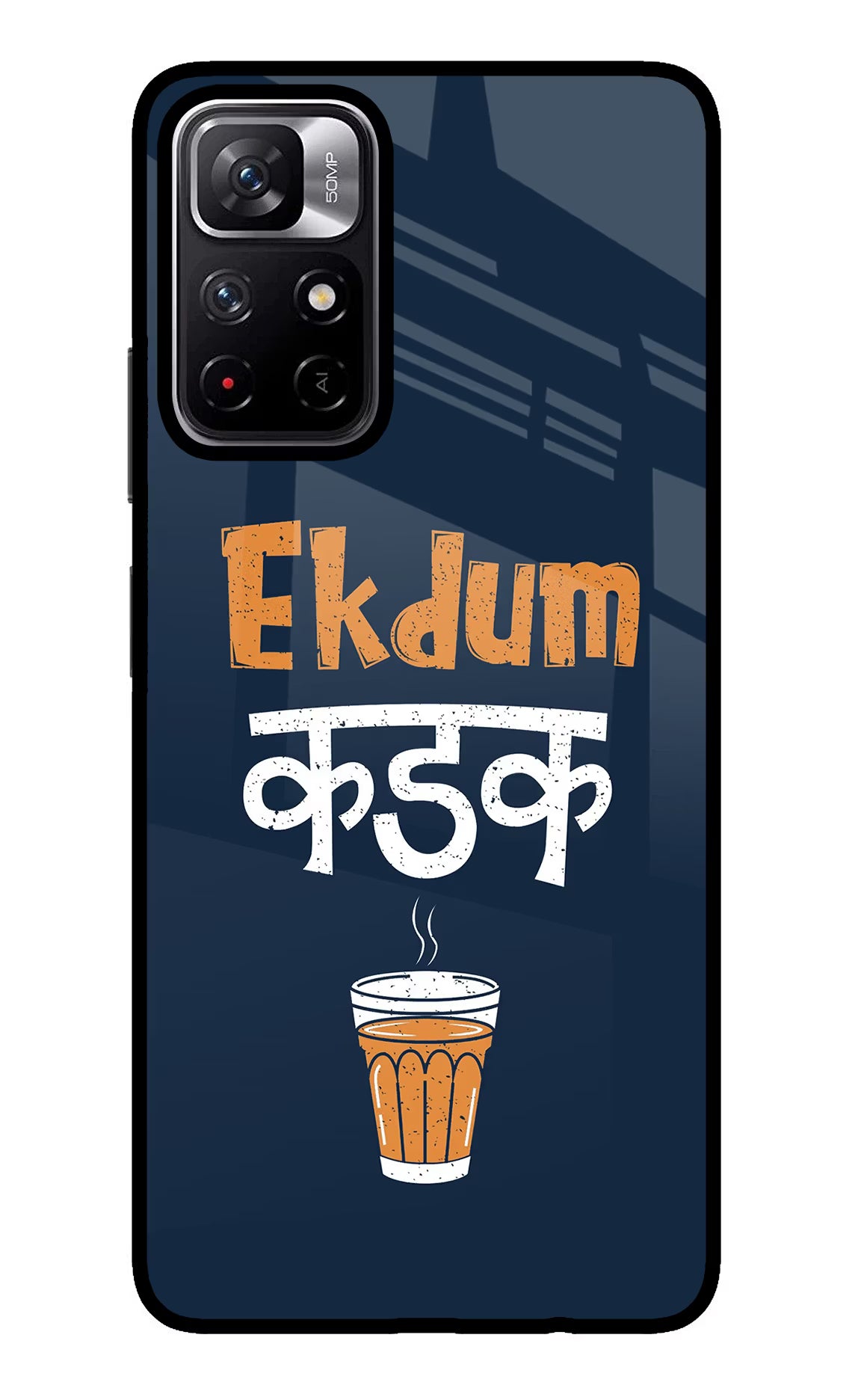 Ekdum Kadak Chai Poco M4 Pro 5G Glass Case Back Cover by Casekaro