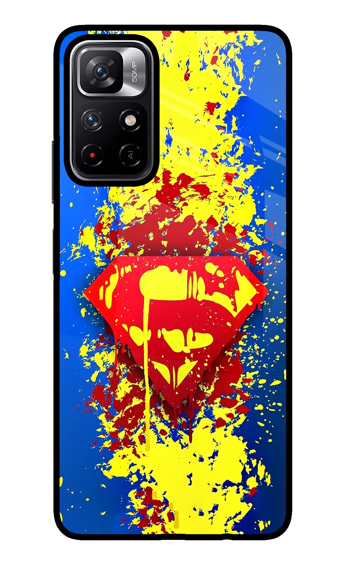 Superman logo Poco M4 Pro 5G Glass Case Back Cover by Casekaro