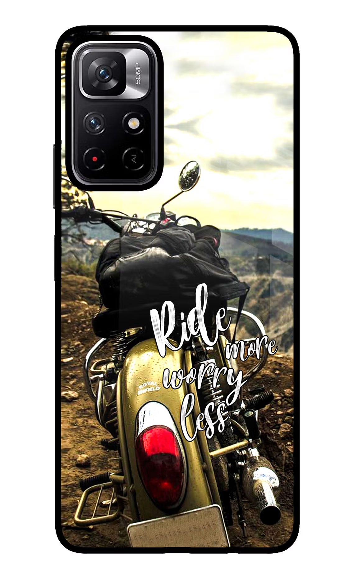 Ride More Worry Less Poco M4 Pro 5G Glass Case