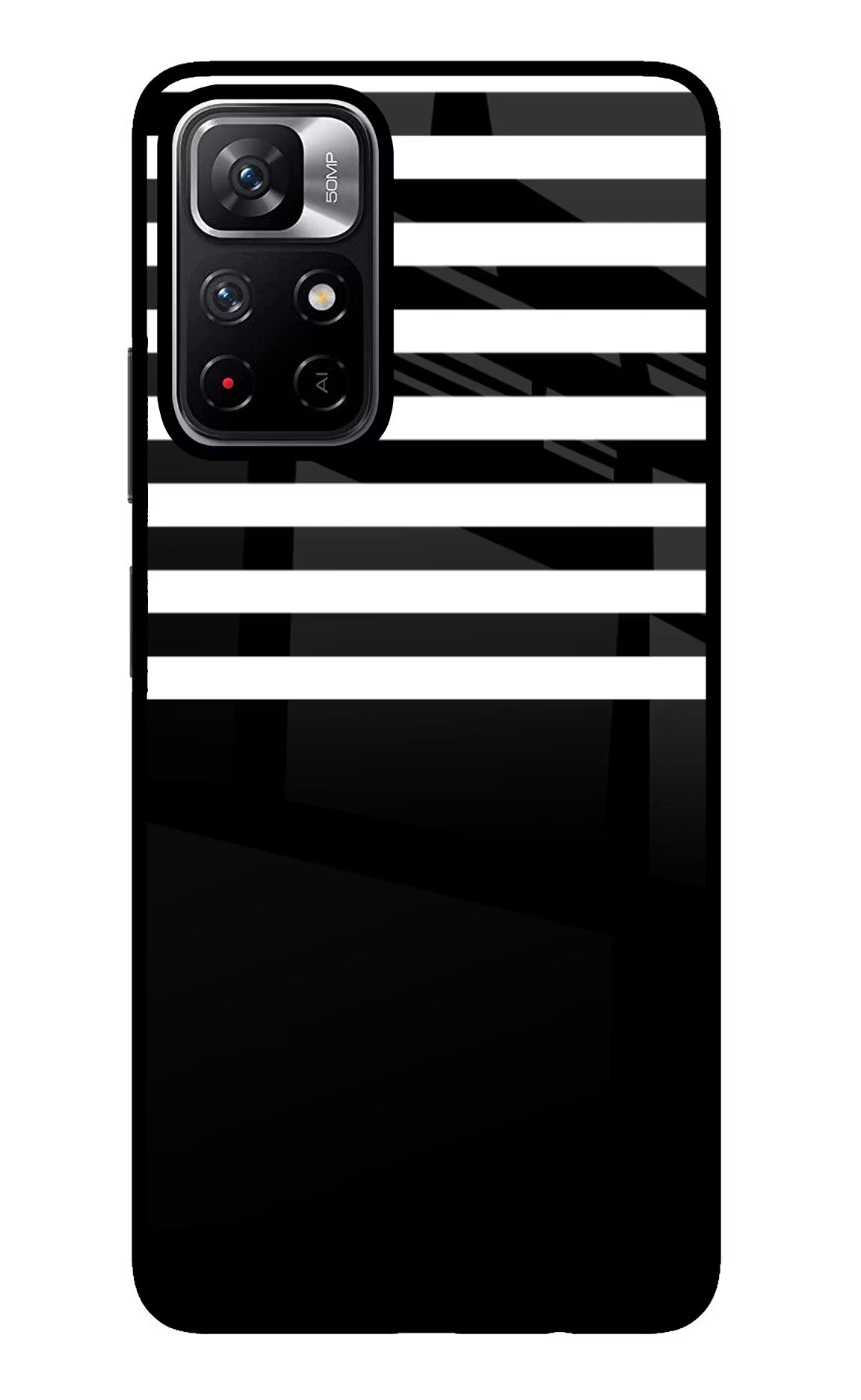 Black and White Print Poco M4 Pro 5G Glass Case Back Cover by Casekaro