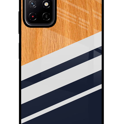 Blue and white wooden Poco M4 Pro 5G Glass Case