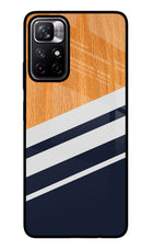 Blue and white wooden Poco M4 Pro 5G Glass Case