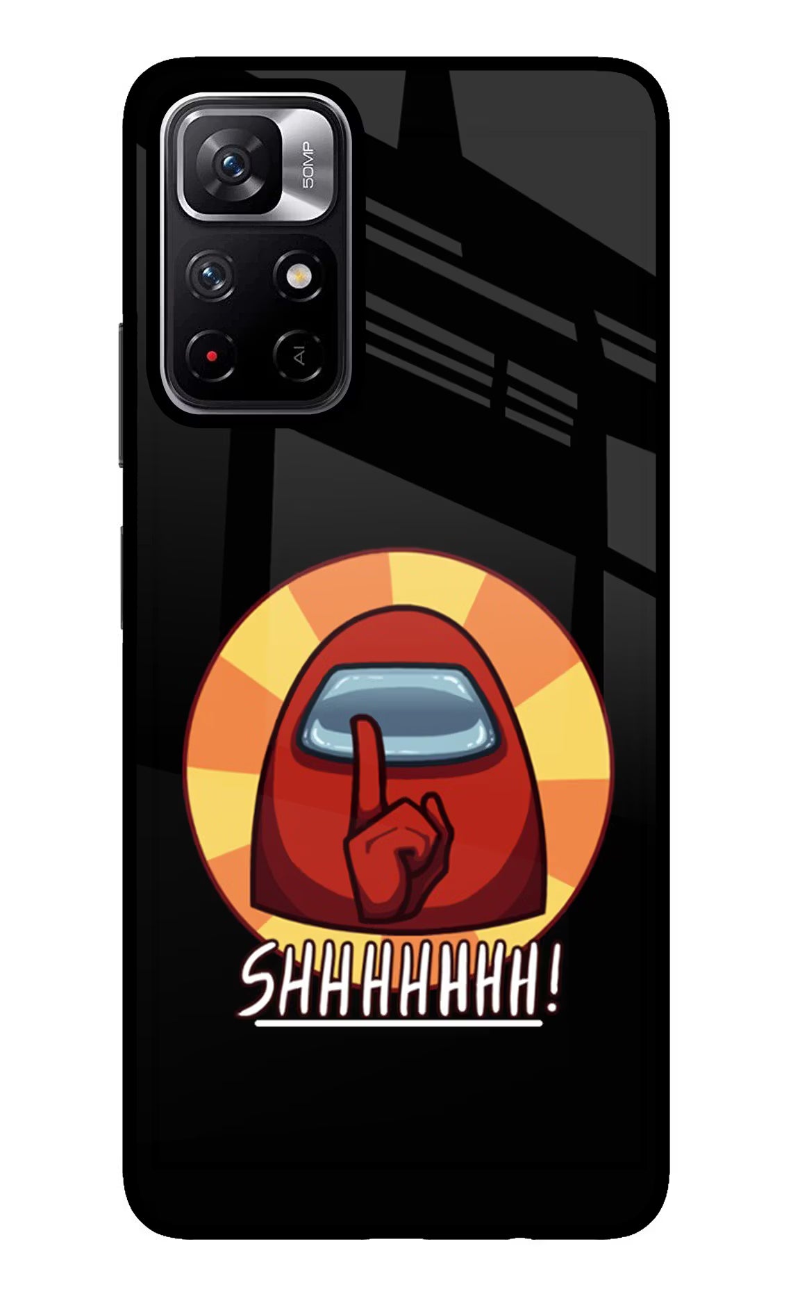 Among Us Shhh! Poco M4 Pro 5G Glass Case